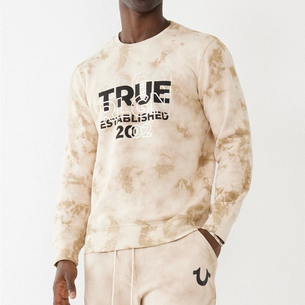 True Religion Beige Graphic crewneck size large